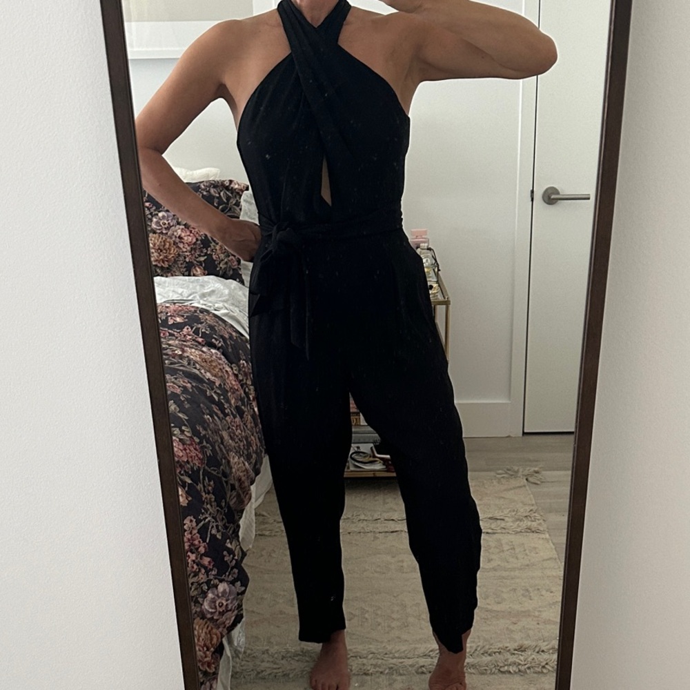 Club Monaco Black Halter Jumpsuit